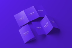 创意概念-紫色折页宣传单样机